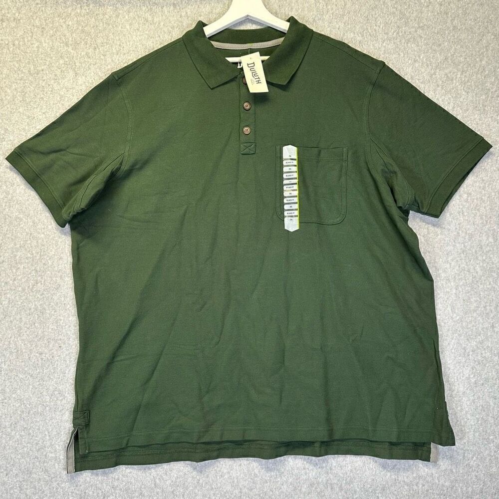 Duluth Trading Co Men’s Size 2XL Polo Shirt with Pocket Green Relaxed Fit NWT